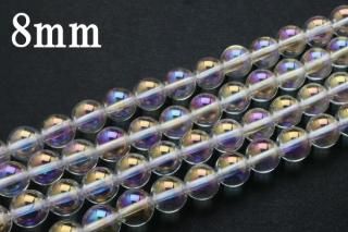 連売り【8mm】オーロラクォーツ 丸(ラウンド)1連約38cm ビーズ パーツ (穴あき)