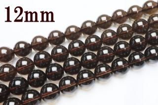 連売り【12mm】スモーキークォーツ 丸(ラウンド)1連約38cm ビーズ パーツ (穴あき)