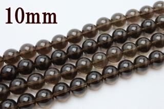 連売り【10mm】スモーキークォーツ 丸(ラウンド)1連約38cm ビーズ パーツ (穴あき)