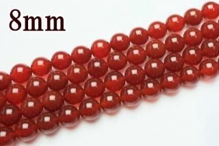 連売り【8mm】レッドアゲート 丸(ラウンド)1連約38cm ビーズ パーツ (穴あき)