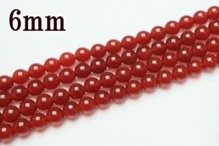 連売り【6mm】レッドアゲート 丸(ラウンド)1連約38cm ビーズ パーツ (穴あき)
