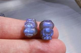 【12mm×9mm】貔貅(ヒキュウ)ラブラドライト 1個 彫刻 ビーズ(穴あき)ペンダント用穴 ブルーレッセンス