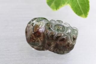 【16mm×11mm】貔貅(ヒキュウ)ガーデンクォーツ 彫刻 ビーズ(穴あき)