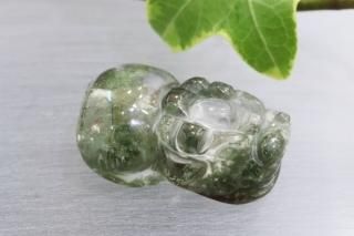 【20mm×13mm】貔貅(ヒキュウ)ガーデンクォーツ 彫刻 ビーズ(穴あき)