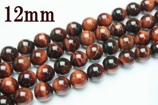連売り【12mm】AAAAA レッドタイガーアイ 丸(ラウンド)1連約38cm ビーズ パーツ (穴あき)