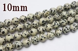 連売り【10mm】ダルメシアンジャスパー 丸(ラウンド)1連約38cm ビーズ パーツ (穴あき)