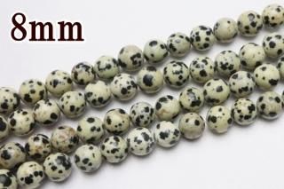 連売り【8mm】ダルメシアンジャスパー 丸(ラウンド)1連約38cm ビーズ パーツ (穴あき)