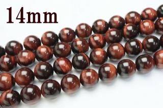 連売り【14mm】AAAAA レッドタイガーアイ 丸(ラウンド)1連約38cm ビーズ パーツ (穴あき)