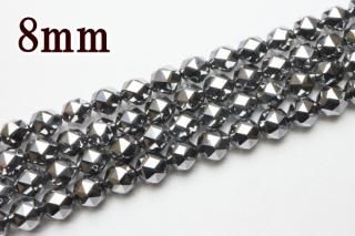 連売り【8mm】スターカット テラヘルツ キラキラ 宝石カット 1連約38cm ビーズ パーツ (穴あき)