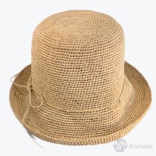 ラフィア細編み帽子