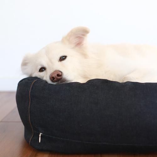 オーガニックコットン犬用ベッド デニムM - お散歩バッグ・犬用