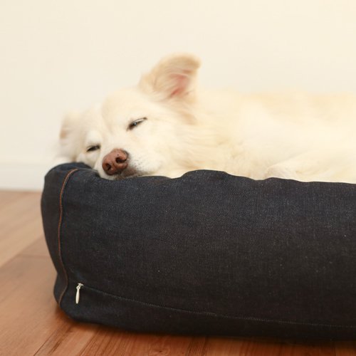 オーガニックコットン犬用ベッド デニムＭ - お散歩バッグ・犬用ベッド