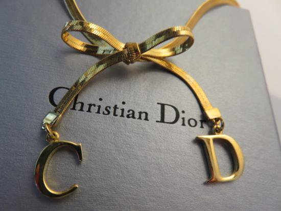Christian Diorクリスチャンディオールリボン2連チョーカーネックレス