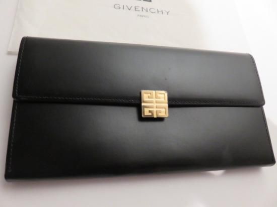 美品 ヴィンテージ GIVENCHY レザー がま口 ゴールド金具 長財布 ...