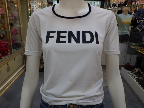 FENDI jeansフェンディロゴ ストレッチ Tシャツ ヴィンテージ