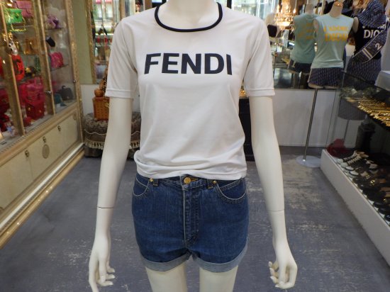 FENDI jeansフェンディロゴ ストレッチ Tシャツ ヴィンテージ