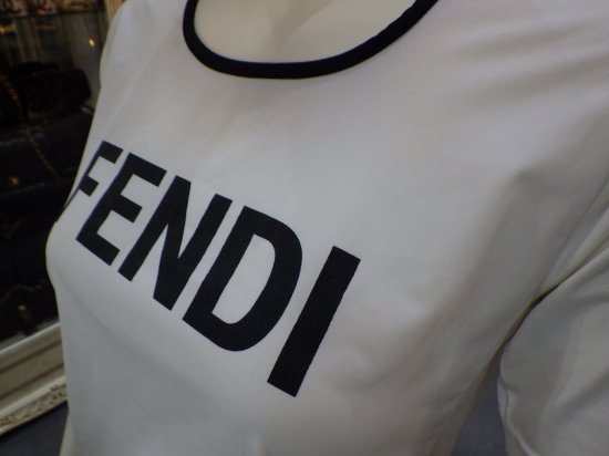 FENDI jeansフェンディロゴ ストレッチ Tシャツ ヴィンテージ