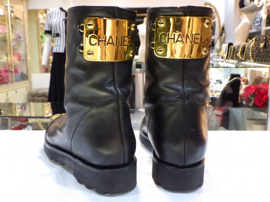 希少 CHANEL ゴールドプレート ココマーク ブーツ サイズ36ハーフ ヴィンテージ シャネル - VINTAGE ECOLAND