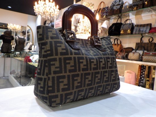 FENDI ヴィンテージ フェンディ ズッカ柄 ロゴシルバーカラー トート