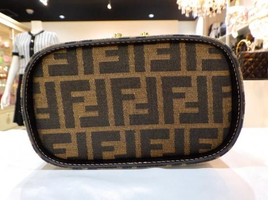 FENDI フェンディ ズッカ ジャガード×レザー バニティバッグ