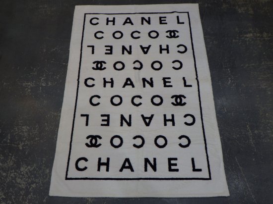 VINTAGE CHANEL ヴィンテージ シャネル ココマーク ロゴ ビーチタオル ホワイト - VINTAGE ECOLAND