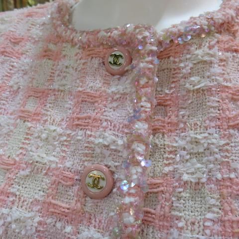 CHANEL ピンクスパンコールツイードセットアップ 1995年 CHANEL ピンクスパンコールツイードセットアップ 1995年