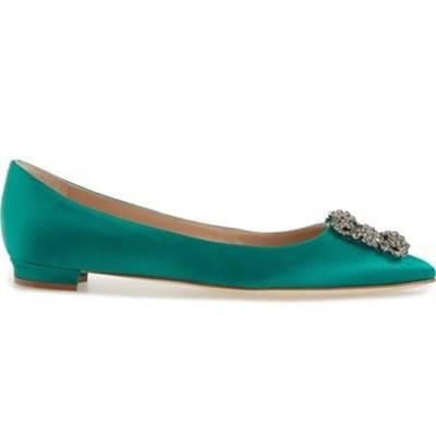 MANOLO BLAHNIK マノロブラニク ハンギシ グリーン レース 39 フラットシューズ - メルカリ