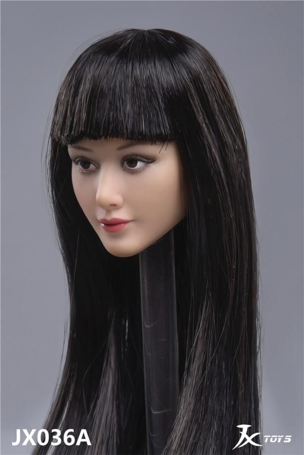 1/6 女性ヘッドＢ ブラックロングヘア（JX-036Ｂ） 送料無料 1/6 JXTOYS JX-036 アジアン美人 ジュニア女性 ヘッド