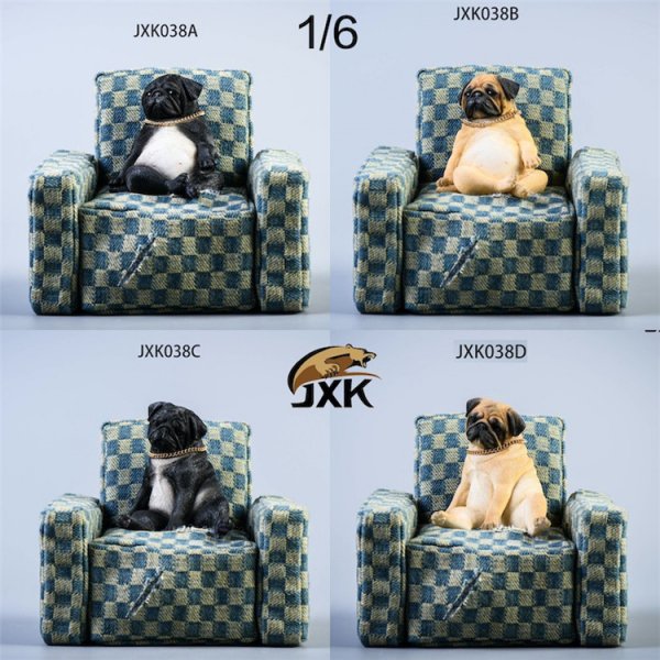 送料無料 1/6 JxK Studio JXK038 パグ犬とソファー - 1/6フィギュアの 