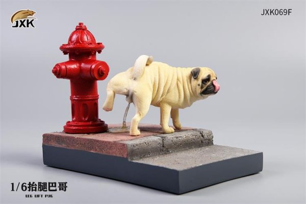 送料無料 1/6 JXK studio JXK069 Leg Lift Pug おしっこ パグ犬 - 1/6 