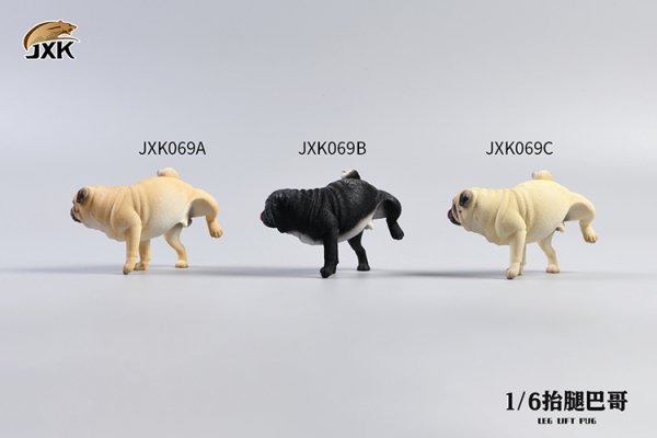 送料無料 1/6 JXK studio JXK069 Leg Lift Pug おしっこ パグ犬 - 1/6 