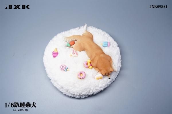 送料無料 1/6 JXK studio JXK098A うつ伏せ眠る柴犬とマット - 1