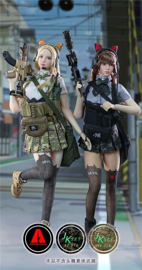 送料無料 1/6 ARMSHEAD JK GIRL SET RE01AB 女子高生セーラー戦闘風服 