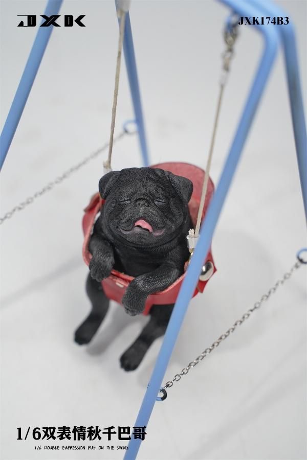 適切な価格 送料無料 1/6 - ブランコに乗るパグ犬 可愛い JXK174 JXK 1/6 絵画