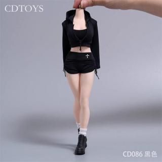 予約 送料無料  1/6  cdtoys cd086 美人女性素体ボディ用 セクシーファション カジュアルスポーツウェア ドローストリングショーツと靴下と靴セット