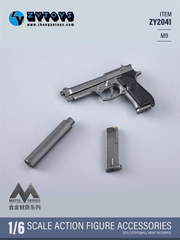 拳銃セット 送料無料 1/6 ZYTOYS ZY2041 合金製 M9拳銃モデル 武器モデル