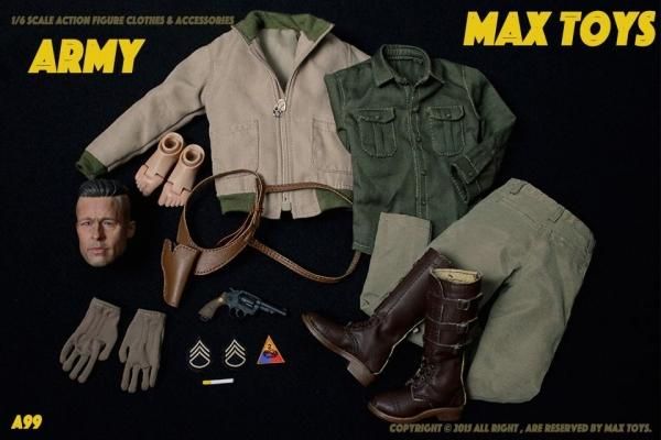 1/6 MAX TOYS A99 映画フューリー ブラッド・ピット ヘッド 軍服