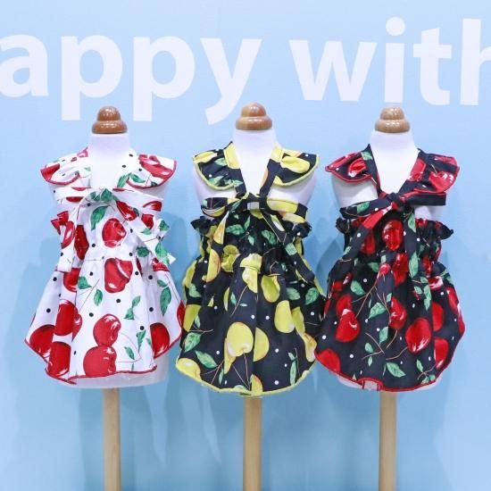 犬服　ワンピース CHERRYスプリングワンピース - ドッグウェア・犬服の通販のene☆