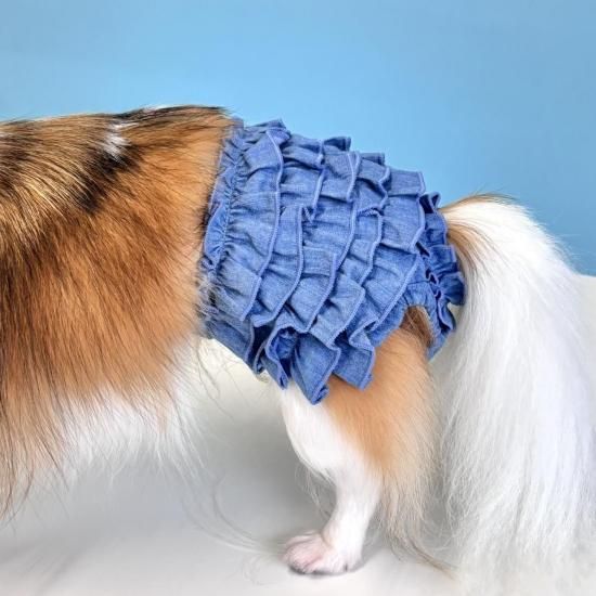 デニムフリルおむつカバー - ドッグウェア・犬服の通販のene☆