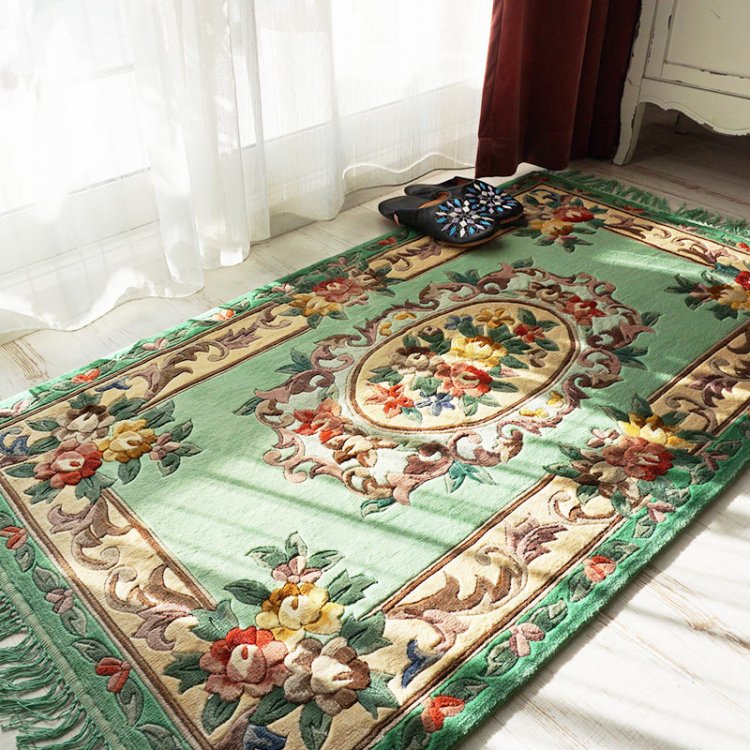 驚きの値段で】 中国段通 正絹 シルク 玄関マット 絨毯