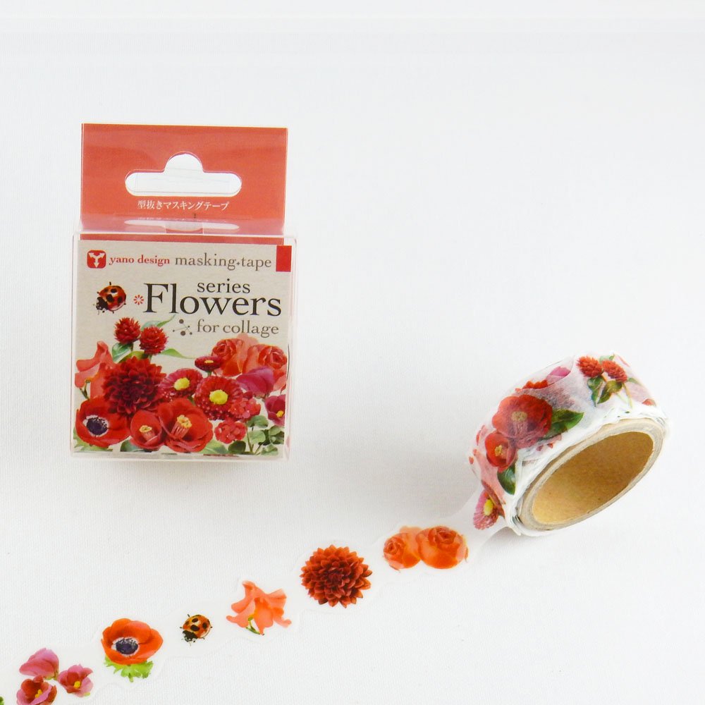 yano design - 型抜きマスキングテープ series Flowers for collage / red