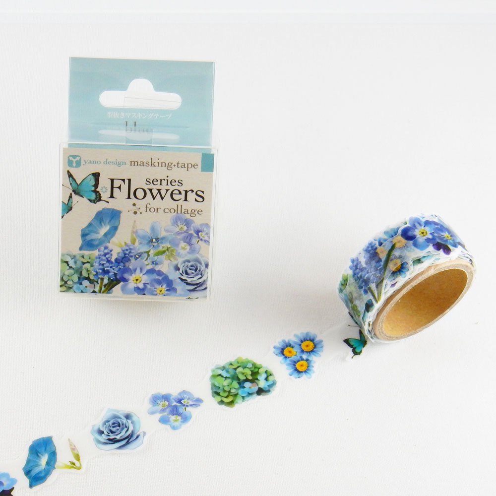 yano design - 型抜きマスキングテープ series Flowers for collage / blue