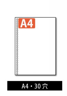 穴空き用紙 : 分割なし 30穴 白紙 【A4サイズ】