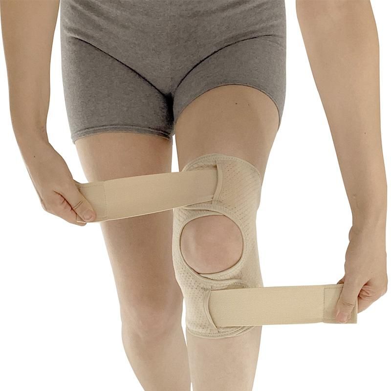 ベルトでギュッ！ひざnaossサポーター【ベージュ/ブラック】 - 皮膚