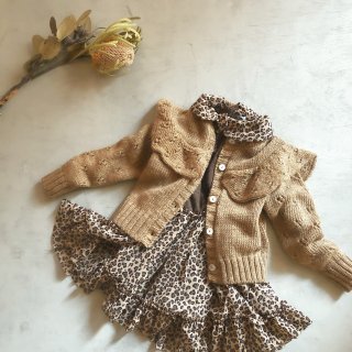  tocotovintage openwork knitted frill cardigan  (beigebrown)