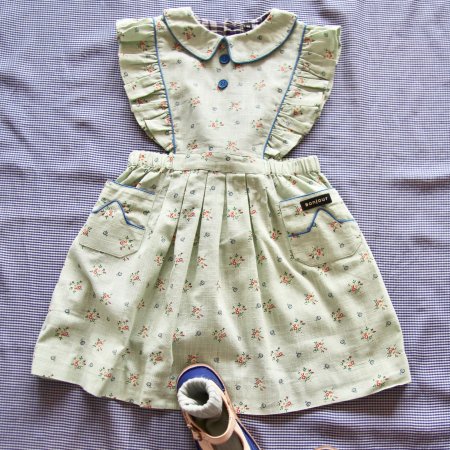 Bonjour diary Reina apron dress (mint flower print) - SEN_TO_SENCE