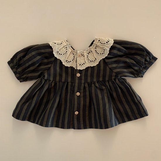 SALE 30% !!HELLO LUPO SUZU Blouse from Italy (black stripe linen) -  SEN_TO_SENCE