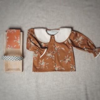 <img class='new_mark_img1' src='https://img.shop-pro.jp/img/new/icons20.gif' style='border:none;display:inline;margin:0px;padding:0px;width:auto;' />SALE!!!Brown Autumn Flower  collar blouse FROM SPAIN 