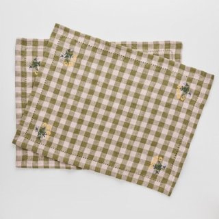 <img class='new_mark_img1' src='https://img.shop-pro.jp/img/new/icons14.gif' style='border:none;display:inline;margin:0px;padding:0px;width:auto;' />Projektityyny  gingham embroidered placemat/napkin (olive &peach)