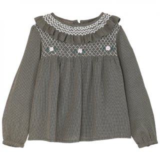 <img class='new_mark_img1' src='https://img.shop-pro.jp/img/new/icons14.gif' style='border:none;display:inline;margin:0px;padding:0px;width:auto;' />EMILE ET IDA　PUCE embroidery frilled collar BLOUSE(brown check)